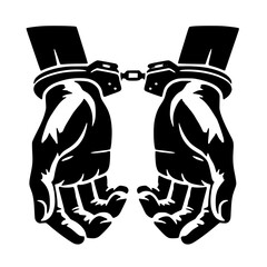 Minimalist Handcuffed Hands Silhouette – Black SVG Clipart Icon