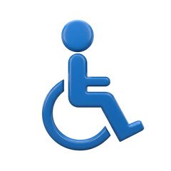 Blue 3D Wheelchair Accessibility Icon isolated on a transparent background symbol