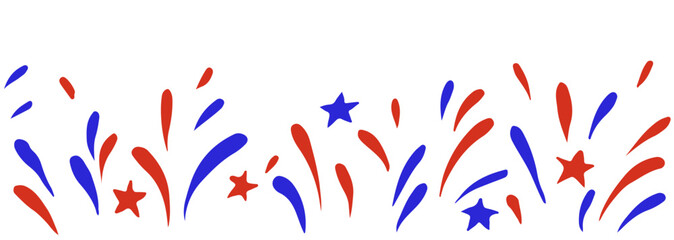 Vector seamless frame of fireworks and stars for American Independence Day.