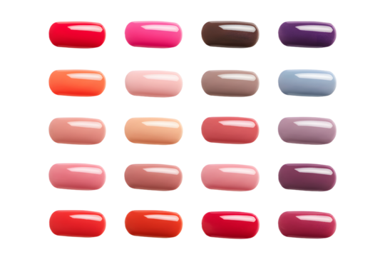 Nail Polish Color Chart:  A Diverse Range of Red, Pink, Orange, Purple, and Brown Nail Shades