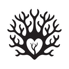 Coral Reef Heart Silhouette Vector