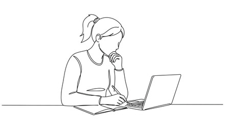 young woman working on laptop
