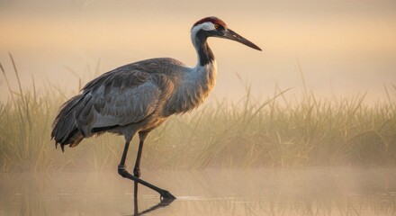 Fototapeta premium Gray crane in natural habitat