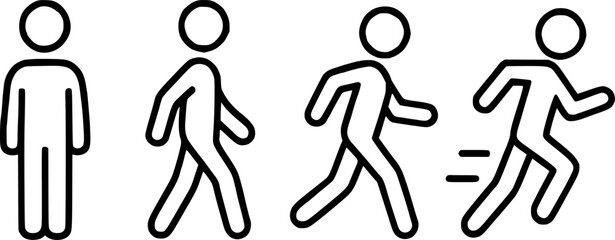 Simple Line Art Illustration of Walking and Running People