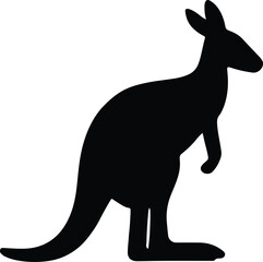 Silhouette kangaroo standing wildlife animal black vector illustration