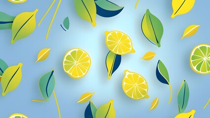 Whimsical Lemon and Lime Leaf Design for Fabric and Accessories
