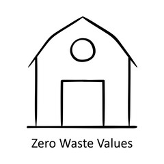Zero Waste Values – Barn Representing Sustainable Living Practices Hand drawn icon