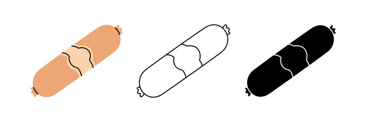 Sausage icon set. Butchery sausages menu. Vector illustration.