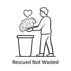 Rescued Not Wasted – Person Handling Materials Representing Reuse and Sustainability hand drawn
