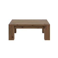 Blocky square coffee table with thick wood slab legs