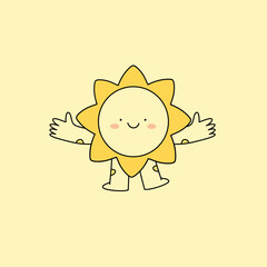 Cute sun character  vector illustration