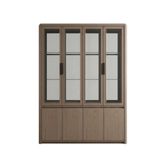 Tall glass-front cabinet with wooden base and frame