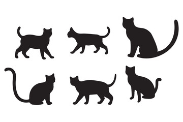 Collection of black cat silhouettes in various poses. Set of black cat silhouette. Kitten silhouette collection isolated on white background..
By Stock Gallery