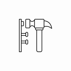 hammer nails icon sign vector