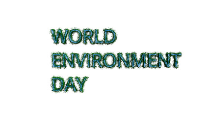 World Environment Day. Blue text and green grass. 