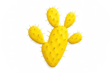 Yellow cactus on a transparent background with vibrant textures  