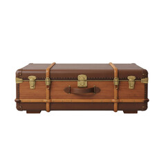 Vintage wooden suitcase with leather straps and latches