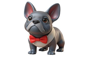 Adorable 3d render of a french bulldog in a bow tie