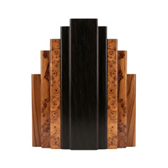 Art deco wooden bookend sculpture, isolated on transparent background
