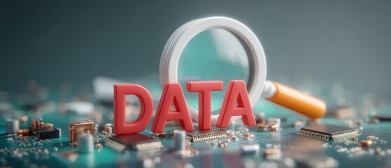 Magnifying glass with orange handle for closeup focus