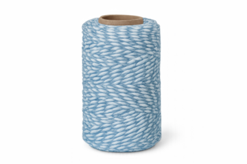 Blue and white twine spool on a neutral background, concept of transparent background  