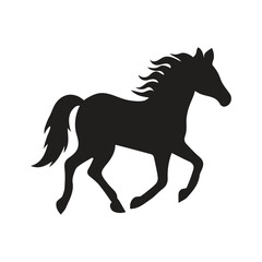 Black Silhouette Horse Vector. Flat Style Running Horse Icon