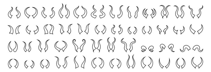Collection of Horns Outlines and Silhouettes for Graphic Design and Illustration Projects