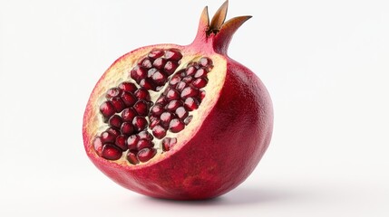 Pomegranate half on white background