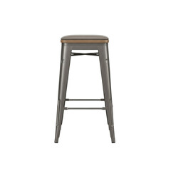 Industrial style bar stool with wooden seat