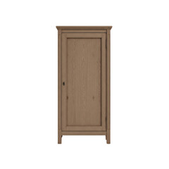 Single door wooden cabinet, isolated on transparent background