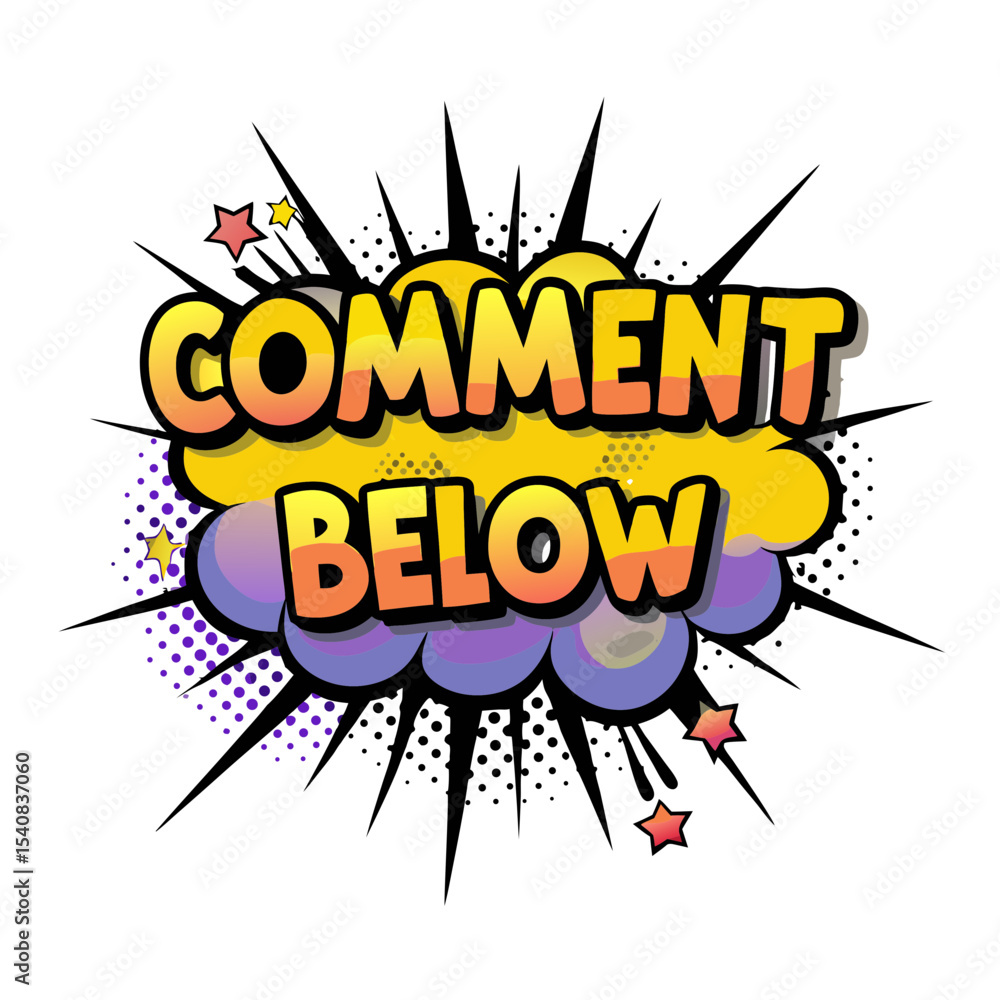 Poster comic book style pop art design with text 