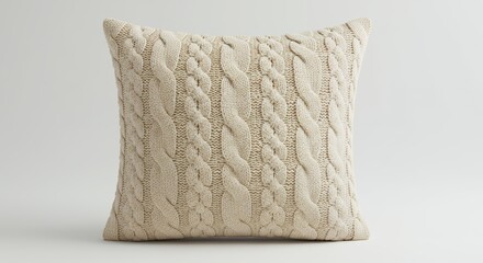 Cream knitted throw pillow