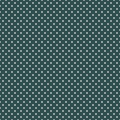 White polka dot seamless pattern on teal background with blue-green tone