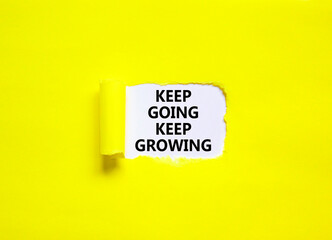 Keep going and growing symbol. Concept words phrase Keep going keep growing on beautiful white...