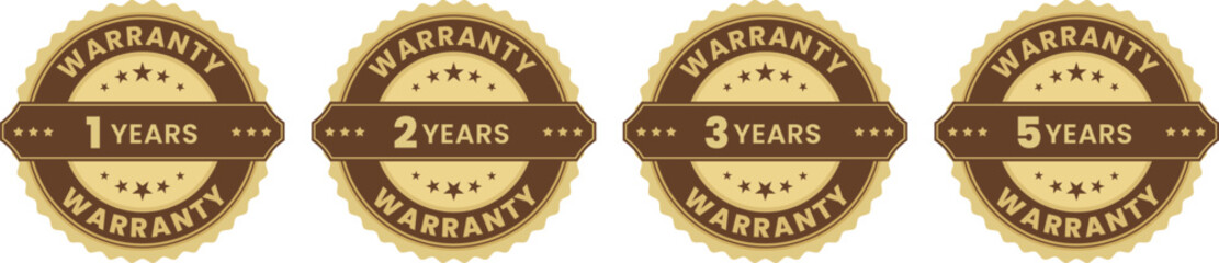 Classic Warranty Badges with Brown Ribbon for Product Packaging and E-commerce Listing