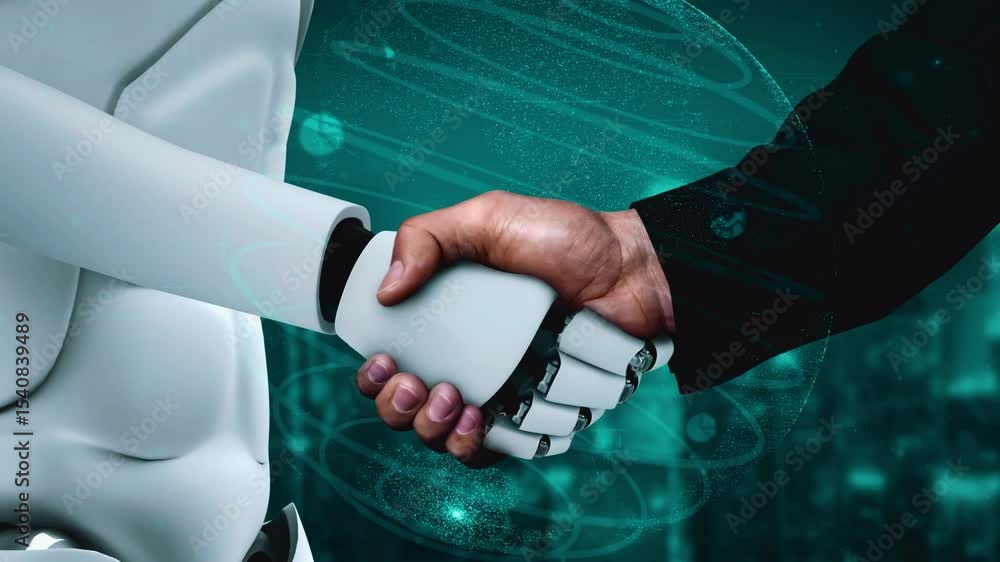 Poster future financial technology controll by ai robot huminoid uses machine learning and artificial intel