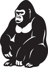 Gorilla silhouette majestic animal art, Strong jungle creature black white design