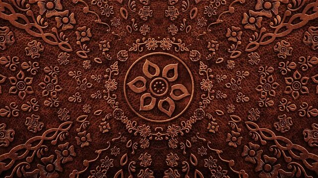 Flower animation on a leather texture. Antique texture and flower pattern design. Floral animation. 