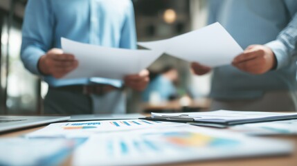 Collaborative Business Meeting with Documents and Charts