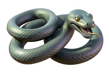 3d render of a green snake in a knot