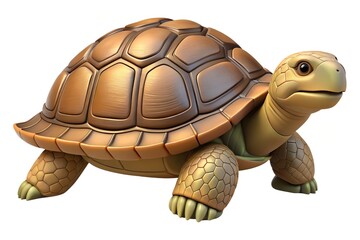 Adorable 3d render of a golden tortoise