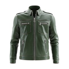 Naklejka premium Classic Green Leather Jacket: Men's Apparel Visual