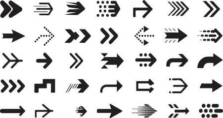 Collection of black arrow icons for web design