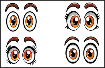 Orange Brown Eyes with Eyebrows Collection 