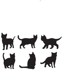Collection of black cat silhouettes in various poses. Set of black cat silhouette. Kitten silhouette collection isolated on white background..
By Stock Gallery