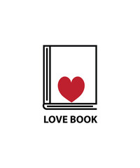 Love book logo icon illustration, love book logo