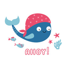 Cute whale and text card