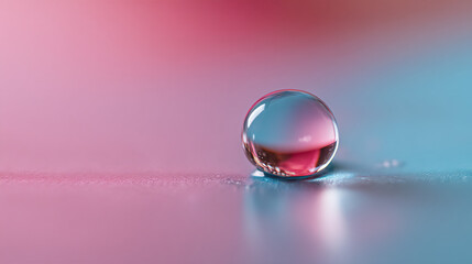 Perfect Water Droplet on Pink and Blue Background
