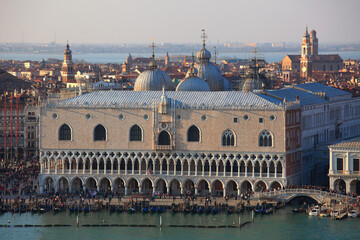 Doge's Palace in St. Mark's Square seen from Saint George's island, Venice, Italy