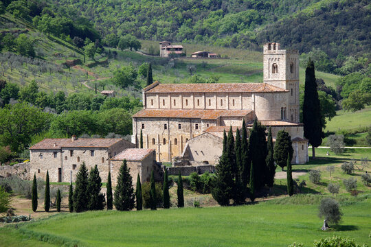 Abbey of Sant'Antimo, the Benedictine monastery in the comune of Montalcino, Tuscany, Italy